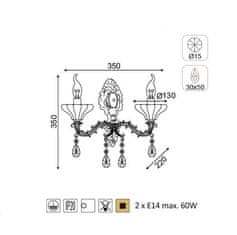 ACA Nástenné svietidlo SARTO max. 2x60W/E14/230V/IP20