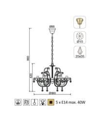 ACA Závesné svietidlo FABERGE max. 5x40W/E14/230V/IP20