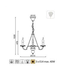 ACA Závesné svietidlo GEISHA max. 3x40W/E14/230V/IP20