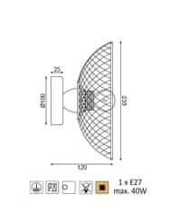 ACA Nástenné svietidlo KOBE max. 40W/E27/230V/IP20