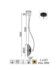 ACA Závesné svietidlo KOBE max. 40W/E27/230V/IP20
