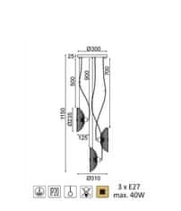 ACA Závesné svietidlo KOBE max. 3x40W/E27/230V/IP20