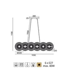 ACA Závesné svietidlo KOBE max. 6x40W/E27/230V/IP20