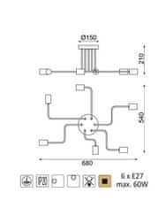ACA Stropné svietidlo COBRA max. 6x60W/E27/230V/IP20