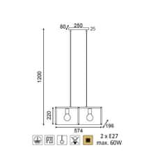 ACA Závesné svietidlo MORDOR max. 2x60W/E27/230V/IP20