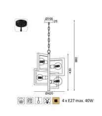 ACA Závesné svietidlo SIRIUS max. 4x40W/E27/230V/IP20