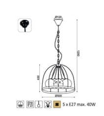 ACA Závesné svietidlo CYNTHIA max. 5x40W/E27/230V/IP20