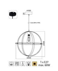 ACA Závesné svietidlo SIRENA max. 60W/E27/230V/IP20