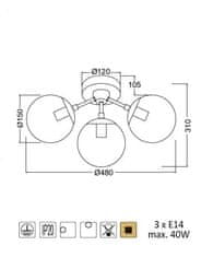 ACA Stropné svietidlo BOMBAY max. 3x40W/E14/230V/IP20