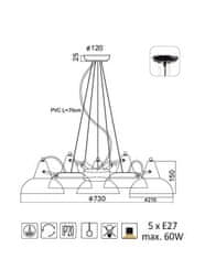 ACA Závesné svietidlo SOLON max. 5x60W/E27/230V/IP20