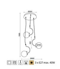 ACA Závesné svietidlo PUEBLOS max. 3x40W/E27/230V/IP20