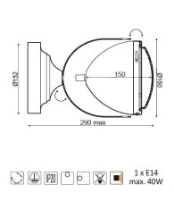 ACA Nástenné svietidlo HARLEY max. 40W/E14/230V/IP20