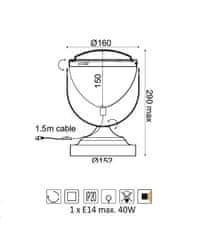 ACA Stolová lampička HARLEY max. 40W/E14/230V/IP20