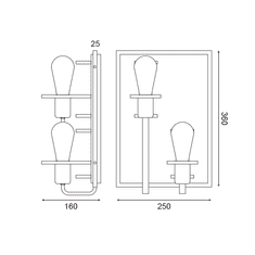 ACA Nástenné svietidlo TESLA max. 2x60W/E27/230V/IP20