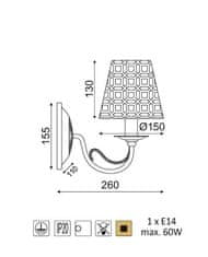 ACA Nástenné svietidlo EDAM max. 60W/E14/230V/IP20