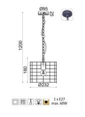 ACA Závesné svietidlo DUBLIN max. 60W/E27/230V/IP20