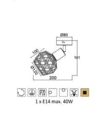 ACA Prisadené svietidlo ALADDIN max. 40W/E14/230V/IP20