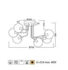 ACA Stropné svietidlo BOMBAY max. 6x40W/E14/230V/IP20