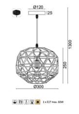 ACA Závesné svietidlo ALADDIN max. 60W/E27/230V/IP20