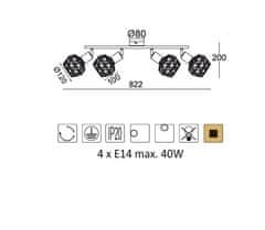 ACA Prisadené svietidlo ALADDIN max. 4x40W/E14/230V/IP20