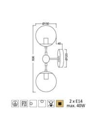 ACA Nástenné svietidlo BOMBAY max. 2x40W/E14/230V/IP20