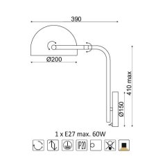 ACA Nástenné svietidlo OCEANUS max. 60W/E27/230V/IP20