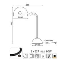 ACA Stolová lampička OCEANUS max. 60W/E27/230V/IP20