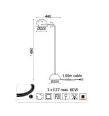 ACA Stojacia lampa OCEANUS max. 60W/E27/230V/IP20