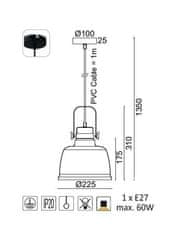 ACA Závesné svietidlo ERNEST max. 60W/E27/230V/IP20