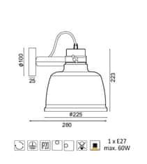 ACA Nástenné svietidlo ERNEST max. 60W/E27/230V/IP20