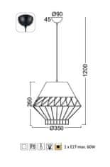 ACA Závesné svietidlo MADONNA max. 60W/E27/230V/IP20