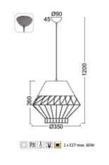 ACA Závesné svietidlo MADONNA max. 60W/E27/230V/IP20