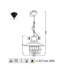 ACA Závesné svietidlo DRILL max. 60W/E27/230V/IP20