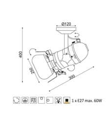 ACA Stropné svietidlo ALMODOVAR max. 60W/E27/230V/IP20