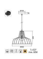 ACA Závesné svietidlo HADES max. 60W/E27/230V/IP20