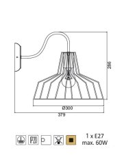 ACA Nástenné svietidlo HADES max. 60W/E27/230V/IP20