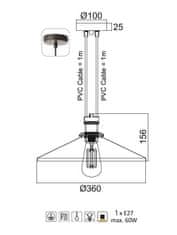 ACA Závesné svietidlo HIPPOLYTE max. 60W/E27/230V/IP20