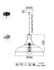 ACA Závesné svietidlo MINORE max. 60W/E27/230V/IP20