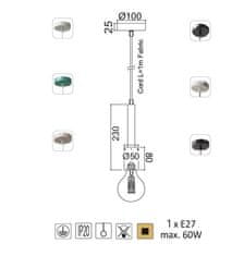 ACA Závesné svietidlo PRIMO max. 60W/E27/230V/IP20