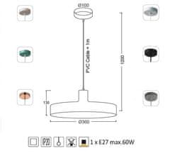 ACA Závesné svietidlo DOMENICA max. 60W/E27/230V/IP20, čierne