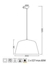 ACA Závesné svietidlo PALLADA max. 60W/E27/230V/IP20, šedé