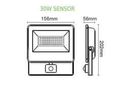 ACA Lightning LED vonkajšie reflektor V 30W/230V/4000K/3100Lm/120°/IP66, senzor pohybu, čierny