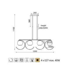 ACA Závesné svietidlo IPARELLE max. 4x40W/E27/230V/IP20