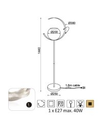 ACA Stojacia lampa IPARELLE max. 40W/E27/230V/IP20