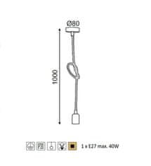 ACA Závesné lanové svietidlo max. 40W/E27/230V/IP20