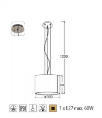 ACA Závesné svietidlo DIONE max. 60W/E27/230V/IP20