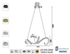 ACA LED závesné svietidlo CLEO 40W/230V/3000K/2400Lm/360°/IP20, Flicker free