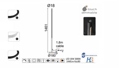 ACA LED stojacia lampa AVENUE 18W/230V/3000K/1440Lm/120°/IP20/DIM, Flicker free