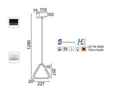 ACA LED závesné svietidlo EUCLID2 7W/230V/3000K/725Lm/360°/IP20