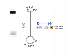 ACA LED závesné svietidlo EUCLID3 8W/230V/3000K/750Lm/360°/IP20